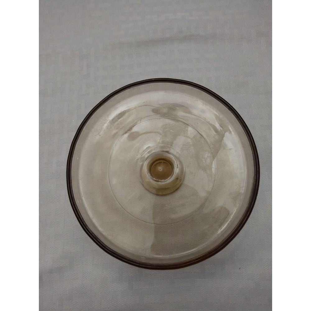 Vintage Amber Glass Replacement Lid 5.75 Inch Round Knob Handle Cookware - Picture 2 of 3